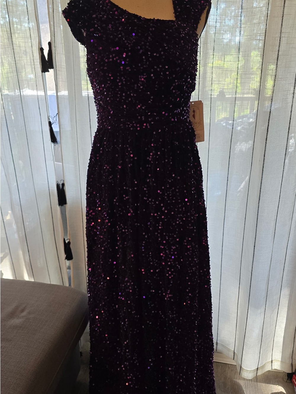 Sleeveless Purple Sequin Maxi Dress - Elegant Evening Gown